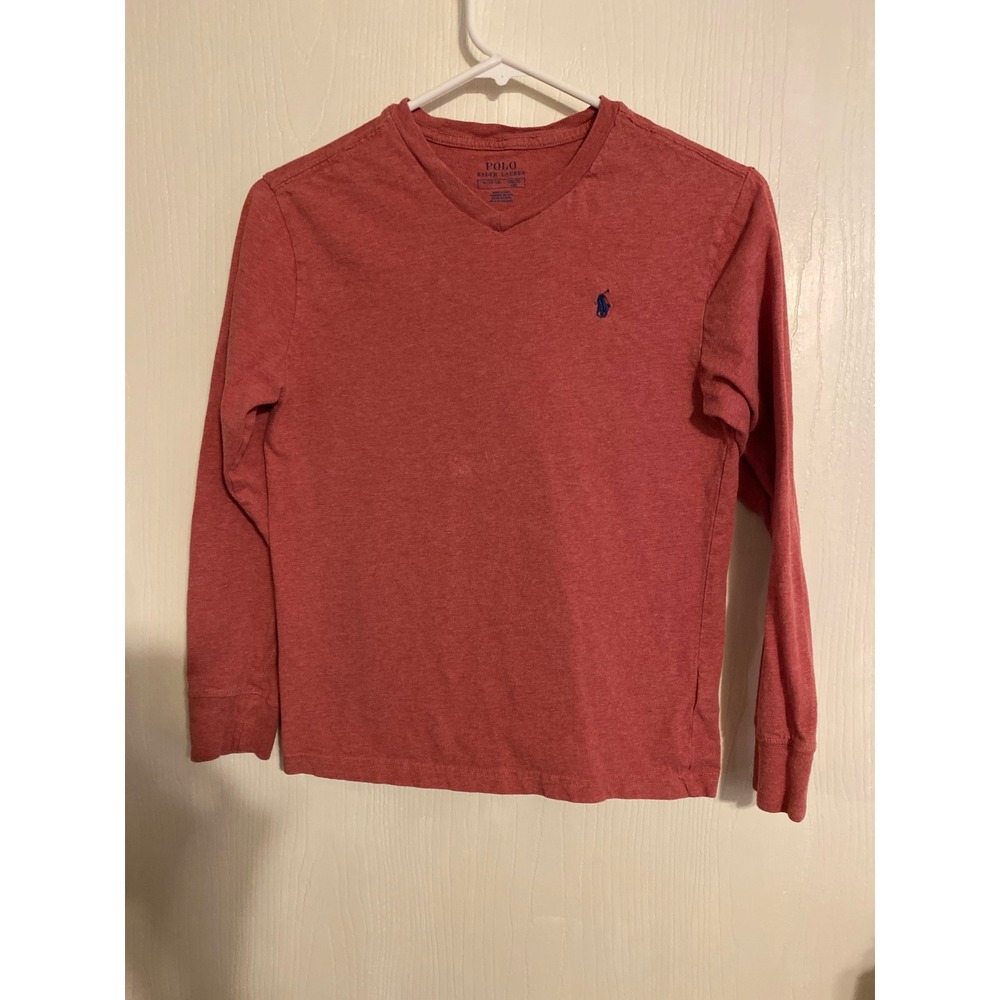 Polo Ralph Lauren Kids Red Heather V-Neck Long Sleeve T-Shirt Size M 10-12
0632